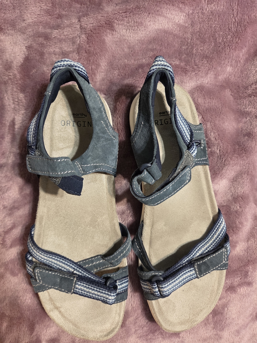 Earth Origins Navy and Beige Strap Sandals for Women NWOT